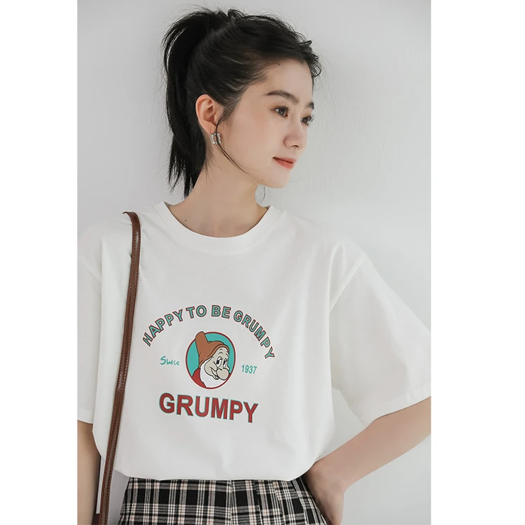 t370#白色t恤女短袖2023夏新款夏季棉宽松体恤半袖上衣