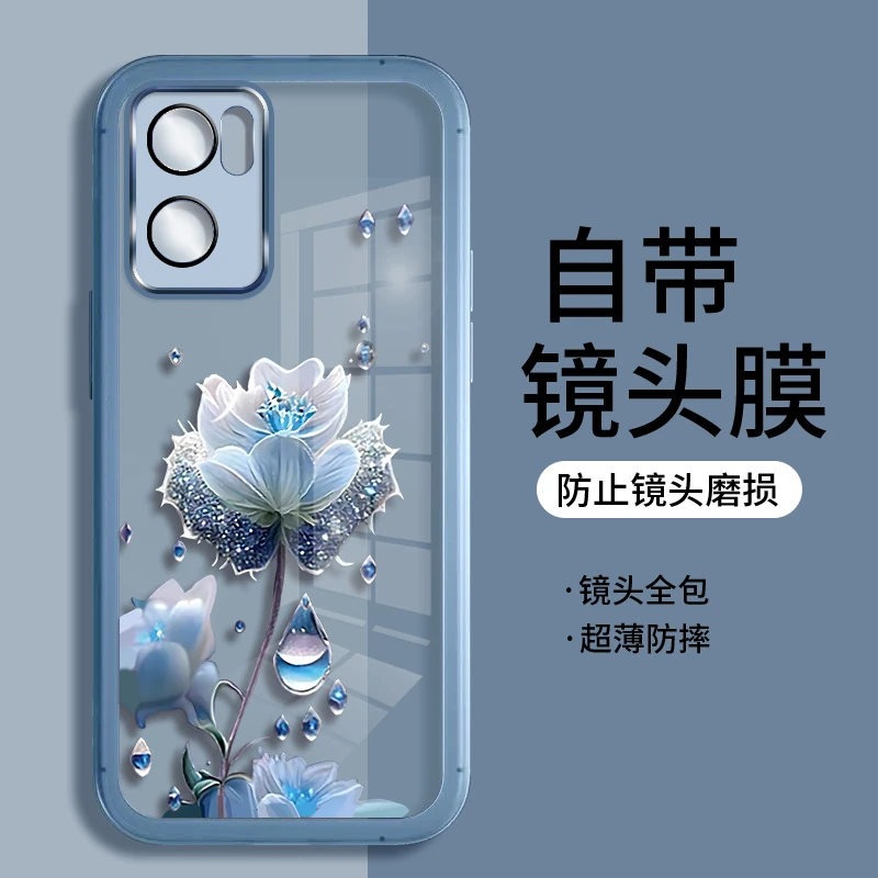 适用OPPOReno7手机壳Reno7pro透明硅胶软新款全包自带镜头膜花卉
