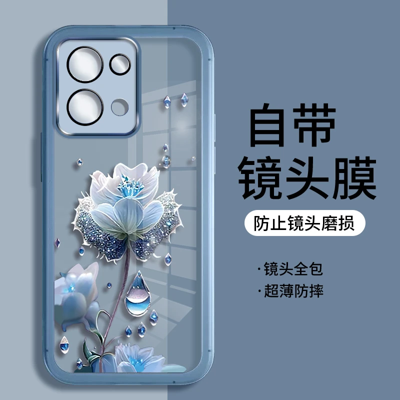 适用OPPOReno8手机壳Reno8pro透明Reno8pro+新款软自带镜头膜花卉