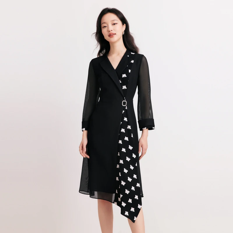 Koradior/珂莱蒂尔法式尤莱特显瘦气质长袖长袖连衣裙KF10020W0