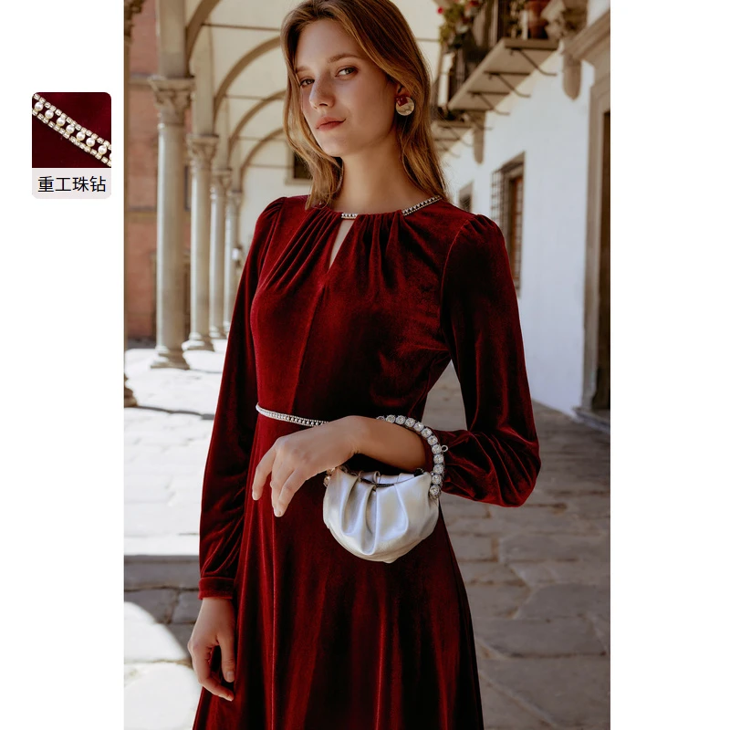 【koradior】珂莱蒂尔优雅显瘦长袖复古重工修身连衣裙KF11120U5