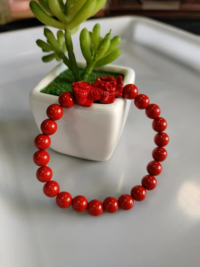 含辰砂工艺品辰砂【巨伶石】朱砂貔貅手串不含证书