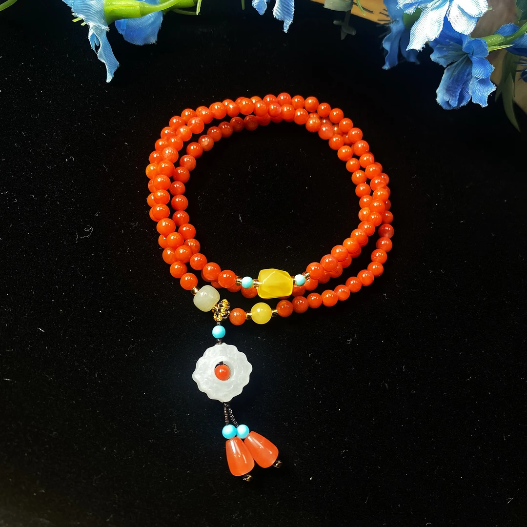 【巨伶石】本命年爆款南红和田玉中国结多圈手链（多样性发一）