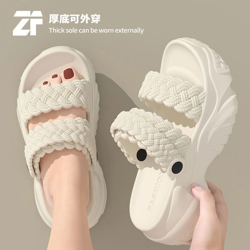 厚底踩屎感两穿凉拖鞋女夏季2024年新款超火松糕底增高沙滩凉鞋女