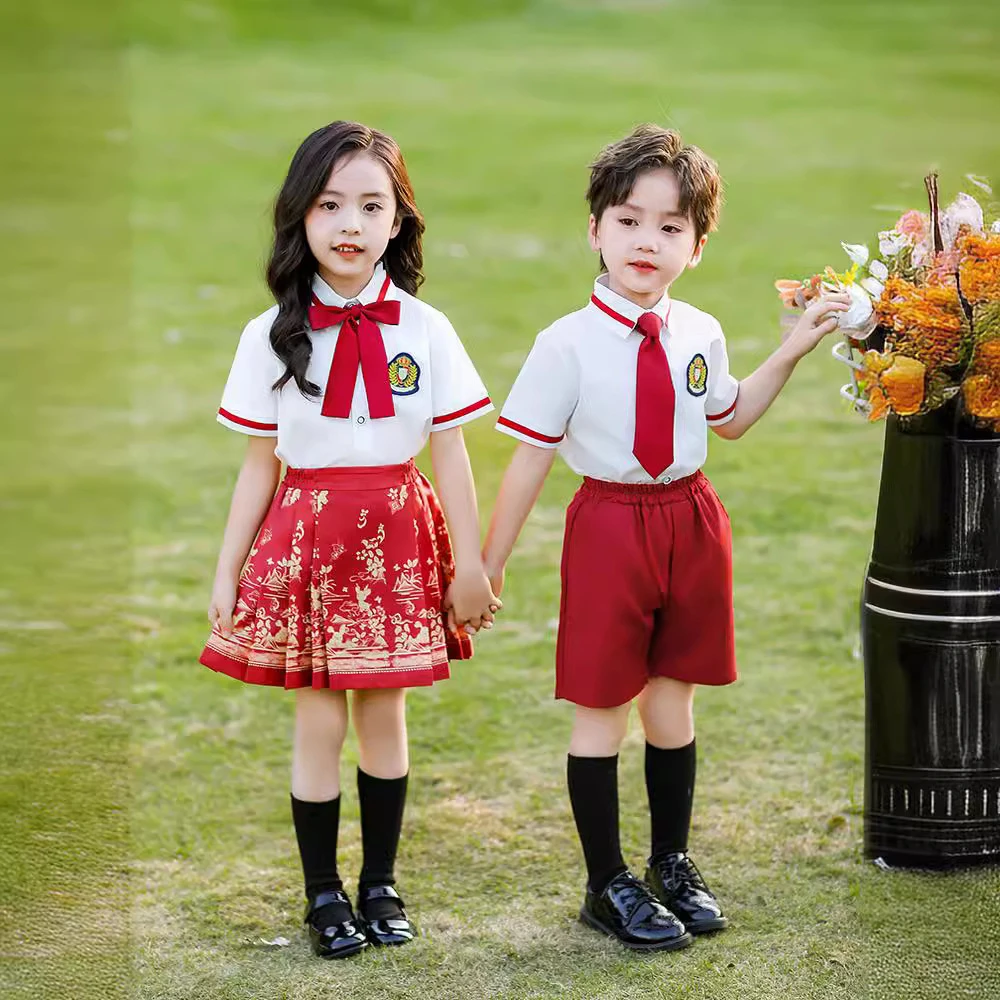 幼儿园园服夏季马面裙中国风六一表演演出服毕业服小学生班服汉服