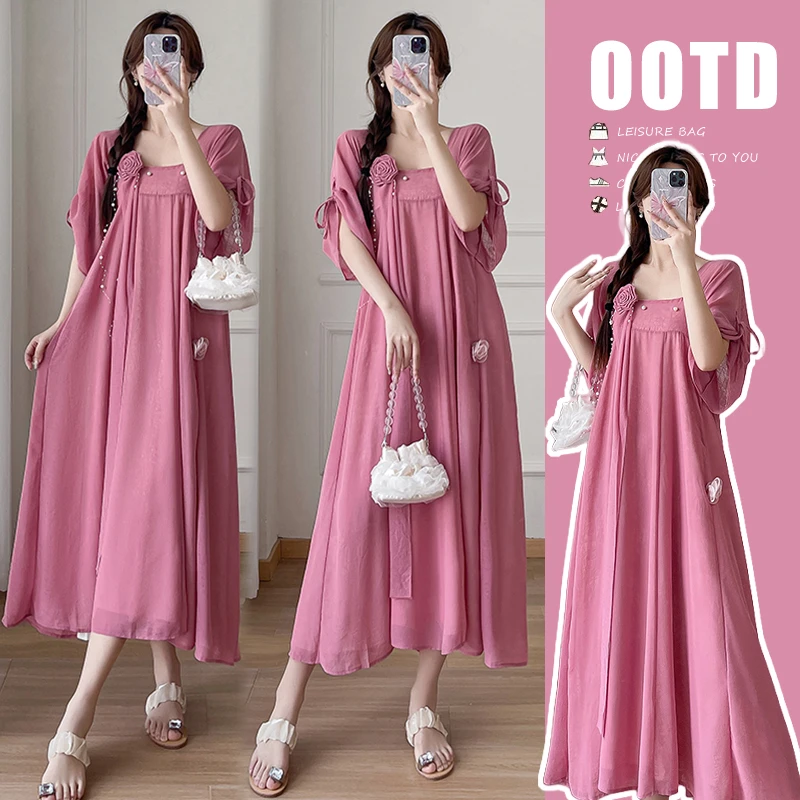 【喵久久】2024新款孕妇装夏装宽松显瘦复古改良汉服连衣裙孕妇裙