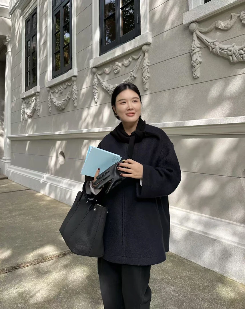 3CC【高净值大衣】设计感圆领套头上衣2024新款秋冬毛呢女外套8669