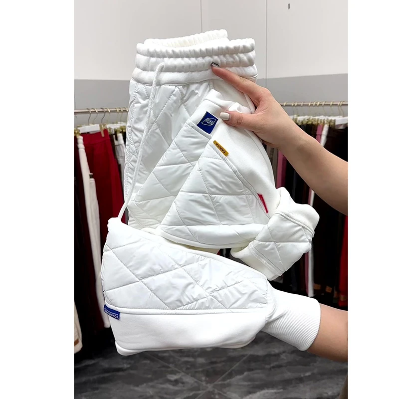 欧货新款加绒加厚外穿棉裤女显瘦宽松小个子裤子保暖抗风哈伦裤子