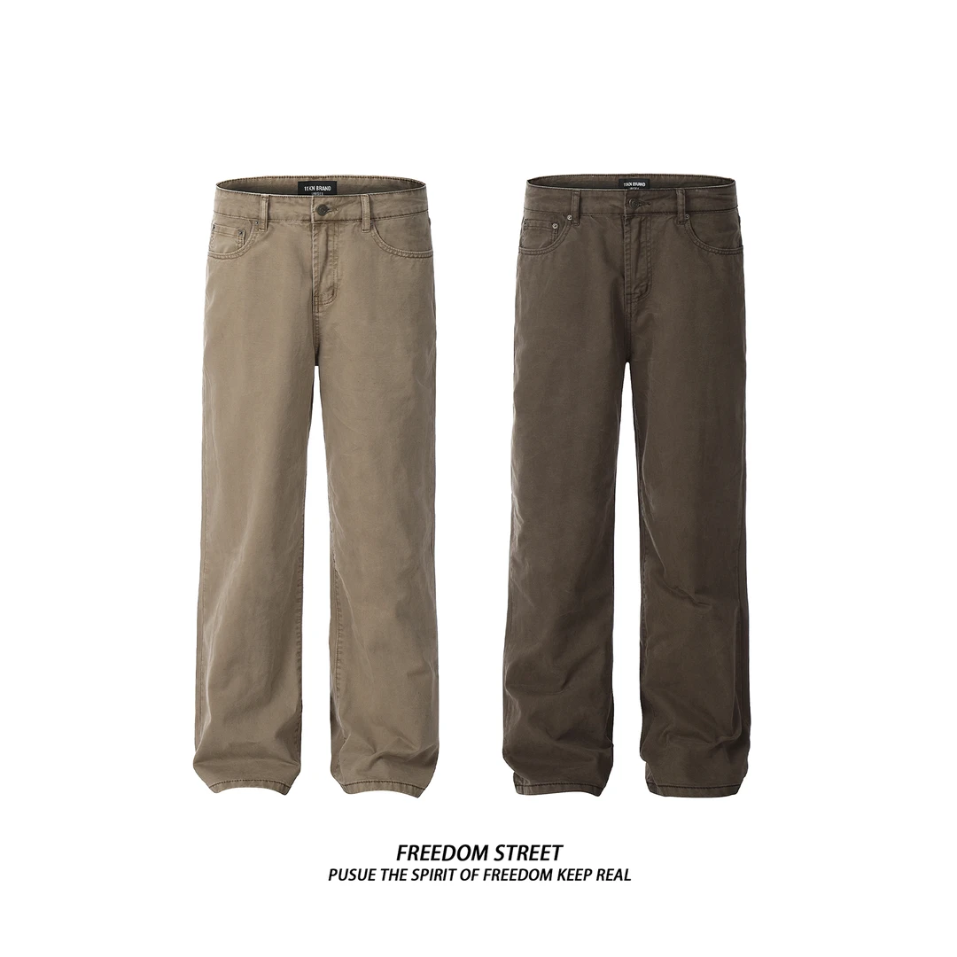 FreedomStreet美式长裤裤子牛仔裤复古卡其色vibe美式工装裤