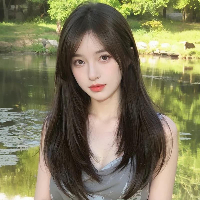 【中分前蕾丝】超新品减龄女中分前额长发高层次气质自然女神全头套