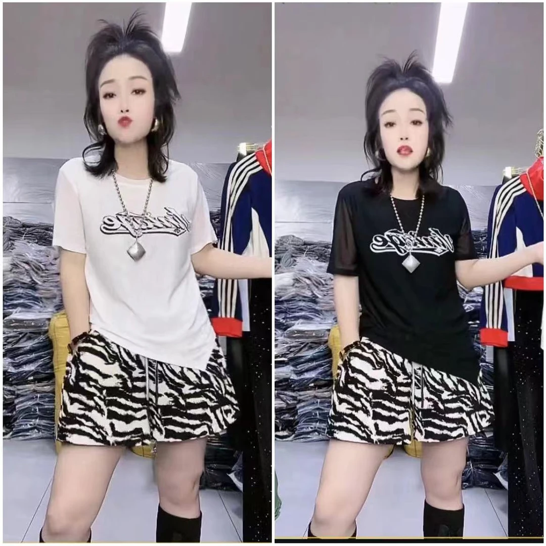 春夏2024新款字母网纱印花长袖t恤女时尚百搭显瘦单穿内搭上衣