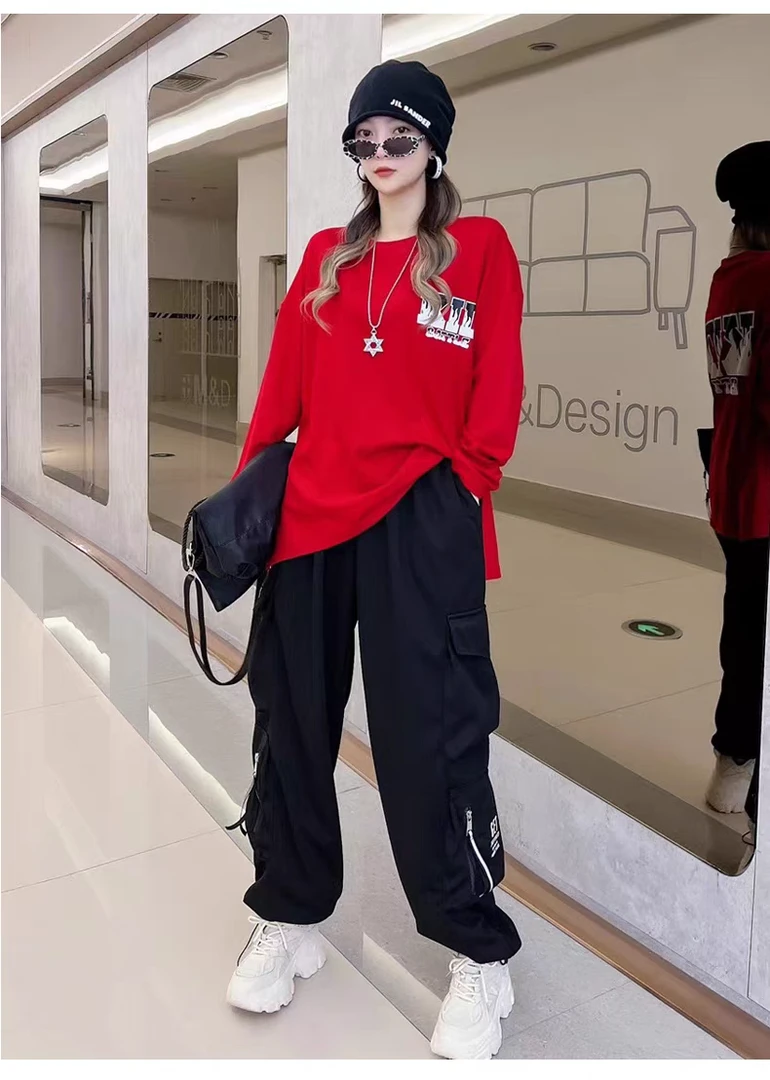 新款秋冬长袖体恤 男女同款曳步舞团服