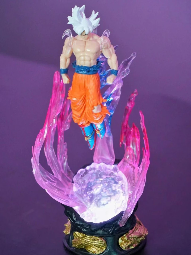 七龙珠自在极意功悟空白色单头雕可发光地台模型摆件手办20CM