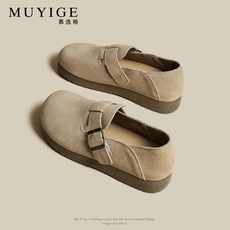 勃肯鞋女2024春秋新款复古一脚蹬外穿懒人全包厚底单鞋钓鱼博肯鞋