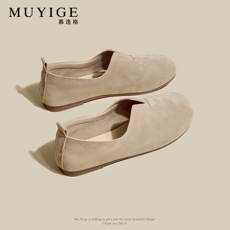 软底单鞋女简约2025春夏新款大码平底鞋一脚蹬奶奶鞋女百搭豆豆鞋