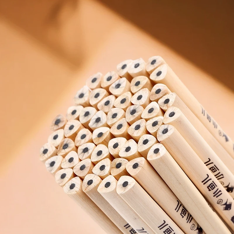 贩量装铅笔原木桶装六角铅笔考试铅笔小学生HB铅笔幼儿园写字笔