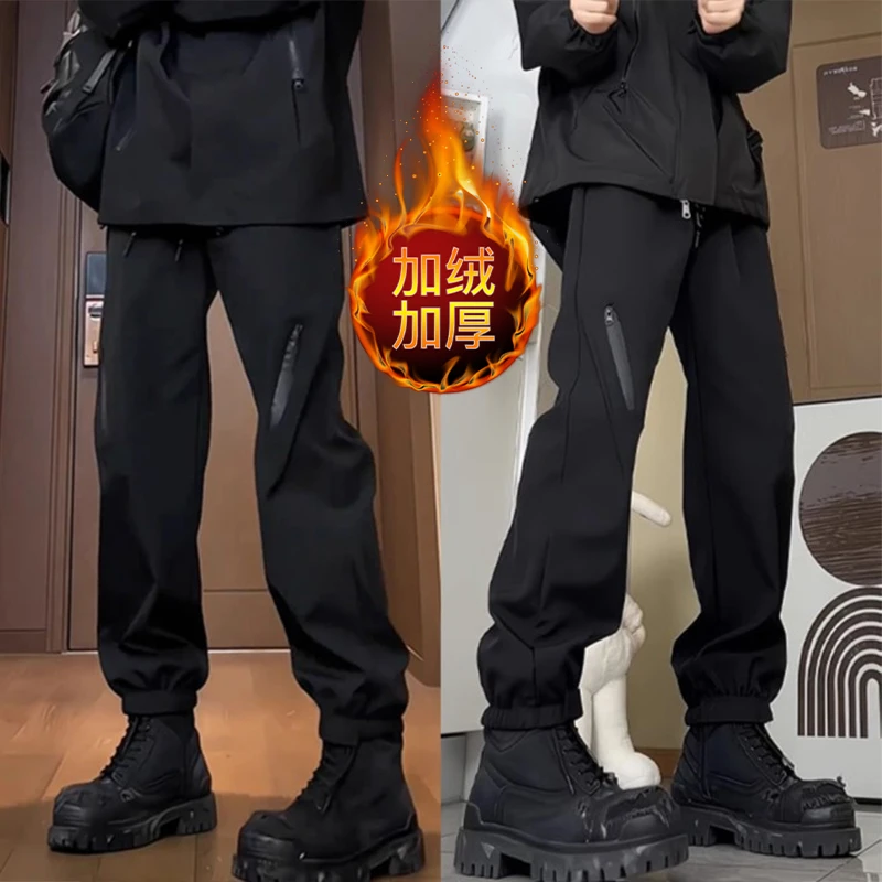 美式户外三防冲锋裤子男款春秋款新款潮流束脚潮牌工装登山滑雪裤