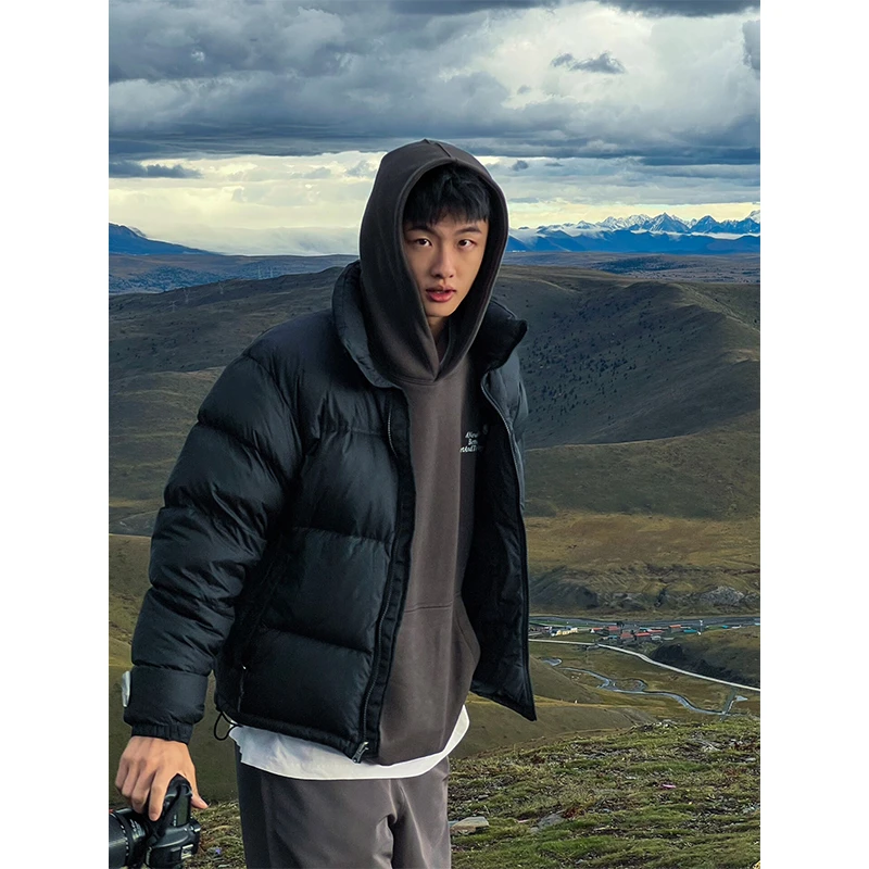 纯黑色cleanfit立领棉服男款冬季加厚美式复古面包服潮牌晋江棉服