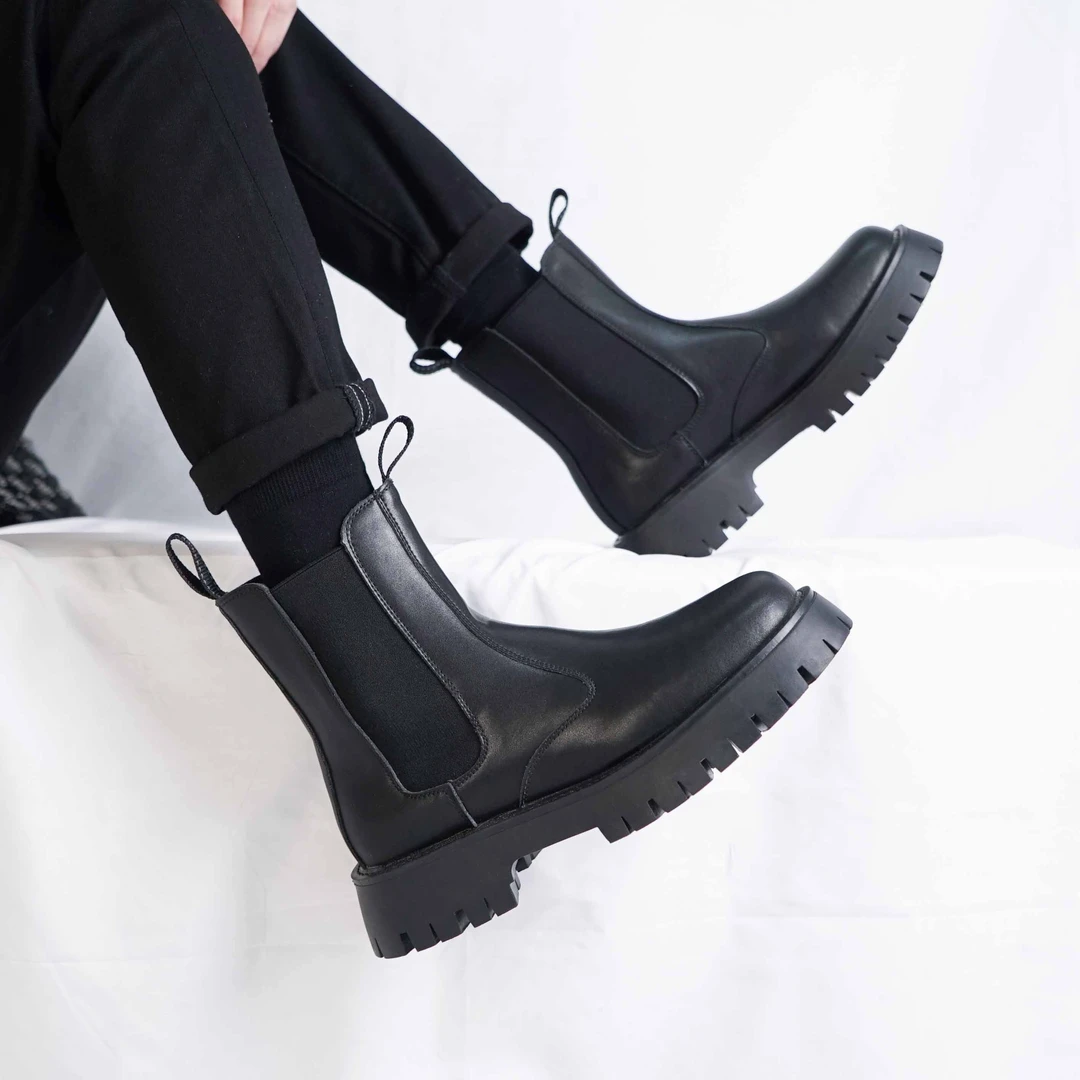 切尔西靴男时尚英伦风高帮男鞋新款男士马丁靴厚底