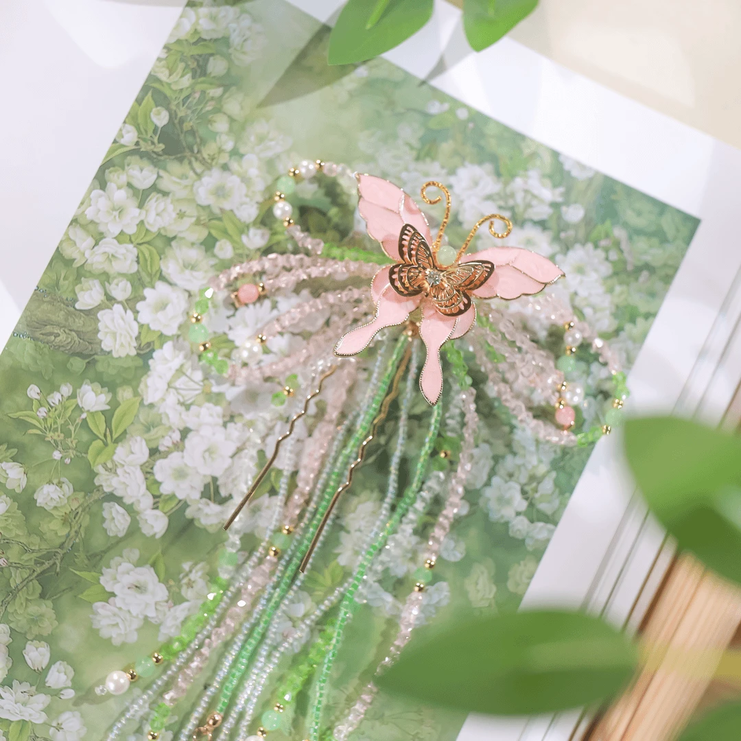 风雪初晴蝶若语发钗发簪手工复古国风古风超仙明制仙气簪发