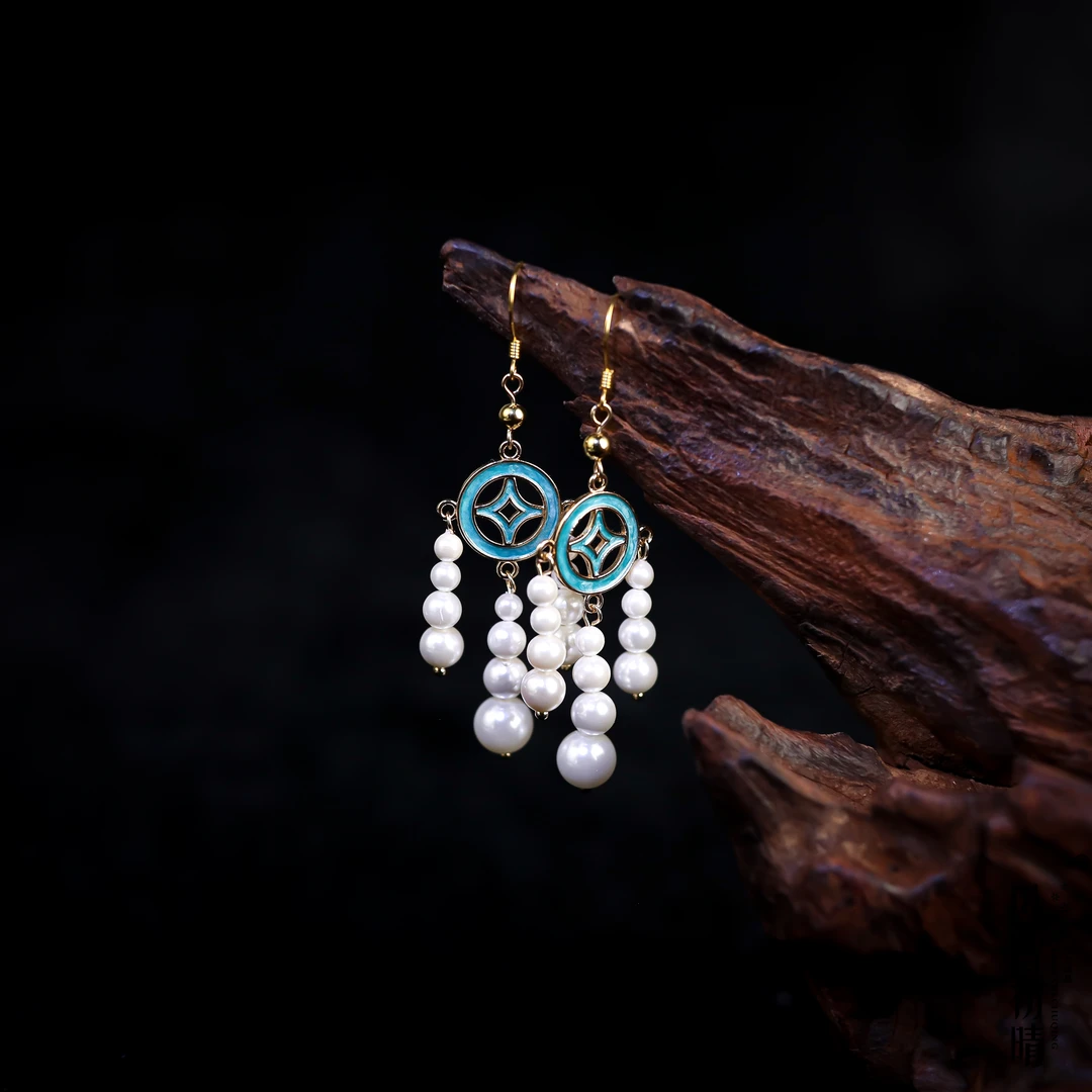 风雪初晴钱豆豆耳环发簪手工原创设计古风汉服可爱日常简约