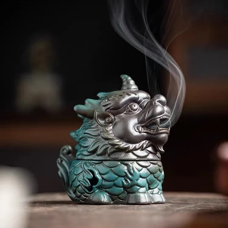 【伴茶香】万彩狻猊炉 窑变陶瓷狻猊盘香炉 精工细作 龙五爷熏香炉