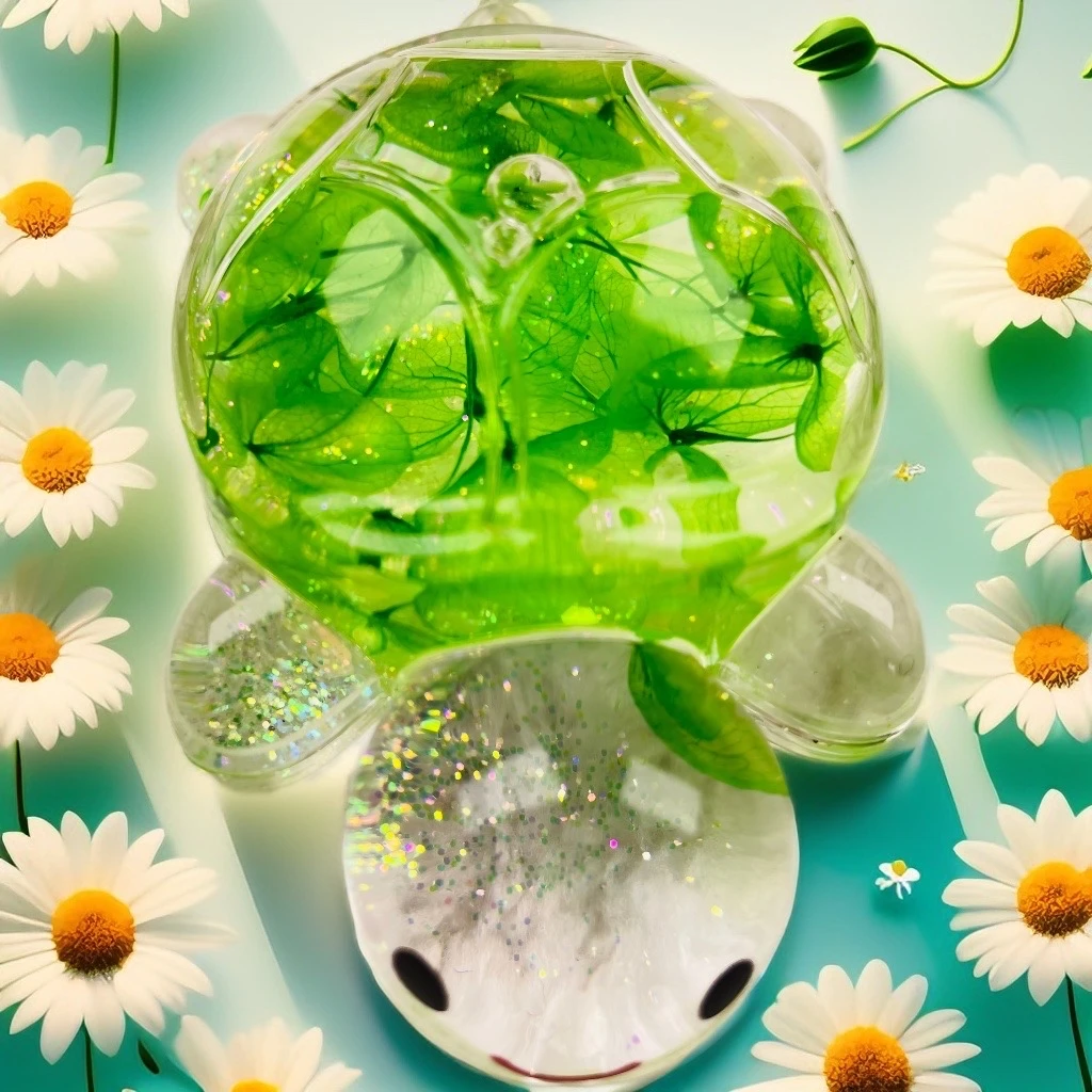 （主播拆）10.5CM龟祖宗巨无霸爆闪干花泡泡珠diy创意好看摆件