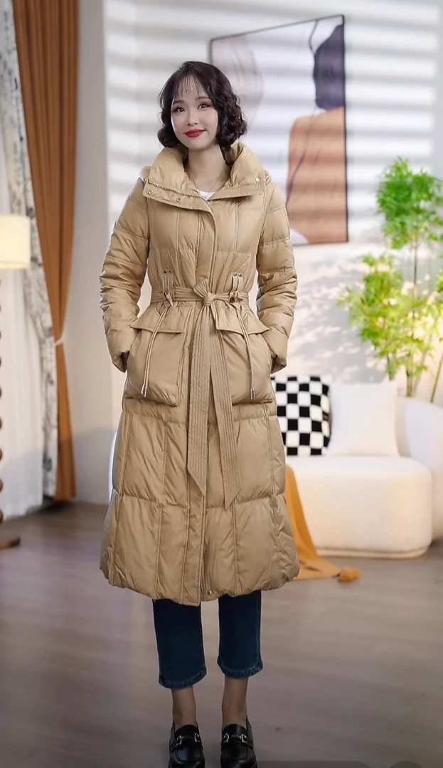 Y7105卓玛诗冬季时尚简约气质连帽长款羽绒服Z