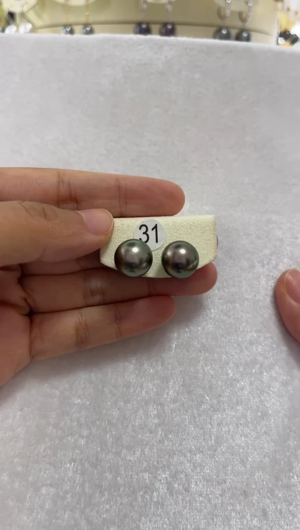 【闪购商品】海水珍珠耳饰18K金镶嵌大溪地11-12mm
