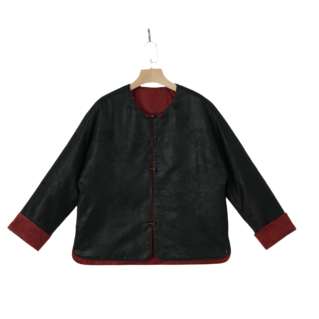 【时漫】桑蚕丝香云纱中国风气质复古休闲时尚长袖棉衣女2412838