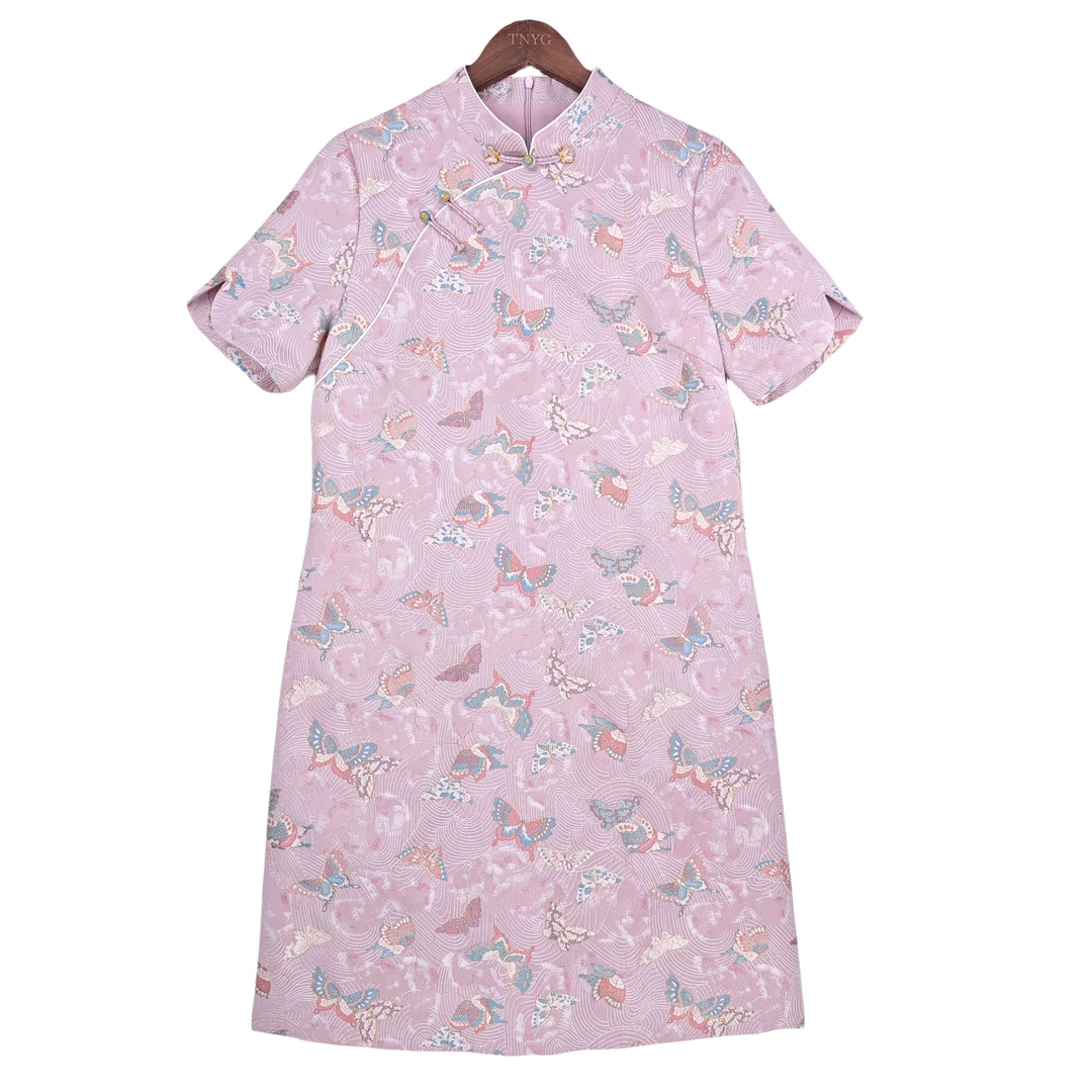 【彩蝶】桑蚕丝云锦连衣裙新中式女气质春秋复古时尚宽松裙24151-1