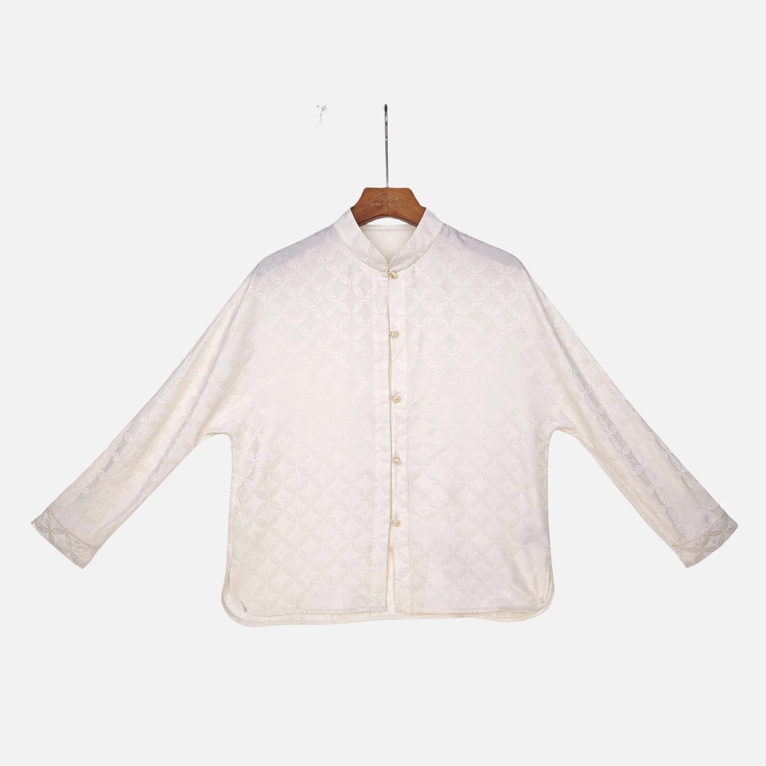 【河清】桑蚕丝衬衣女长袖汉元素国风新中式盘扣上衣2412502