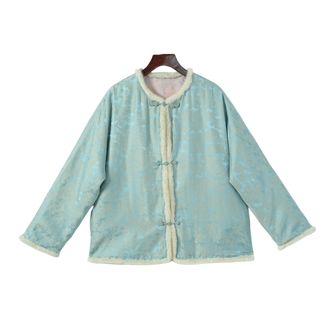 【嘉音】桑蚕丝宋锦中国风气质复古休闲时尚长袖棉衣2416875