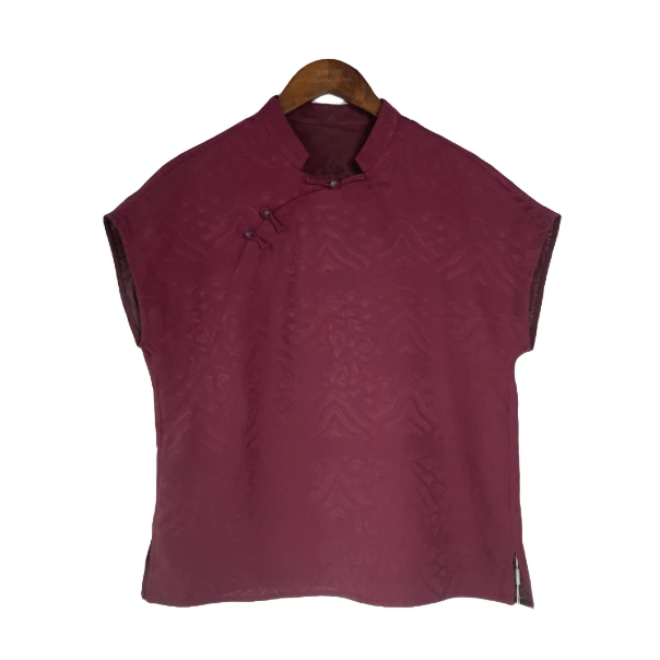 (特价)【洛宁】（紫红）新中式国风夏季复古提花立领上衣2310908