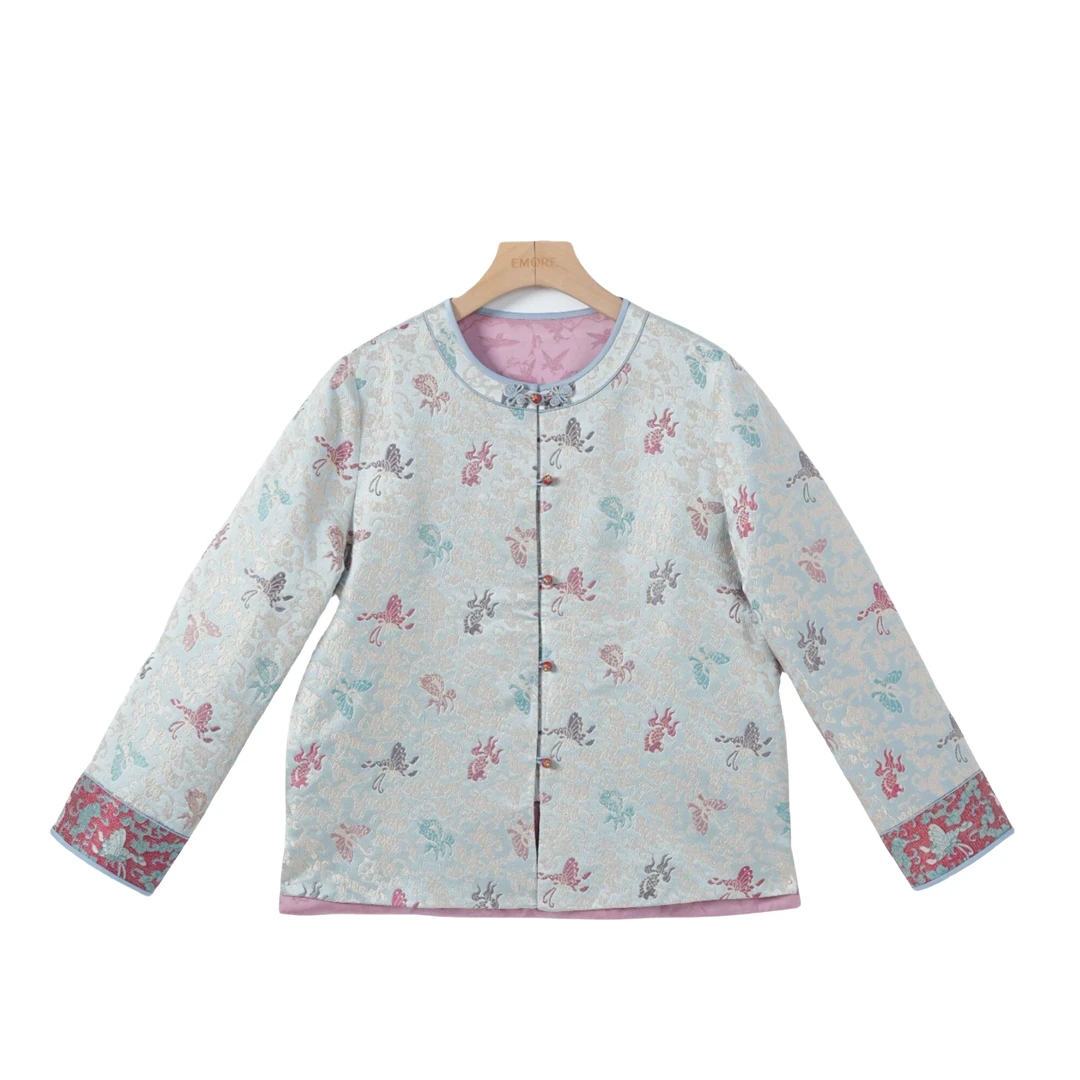 【沉香】桑蚕丝宋锦中国风气质复古休闲时尚长袖棉外套女2416889