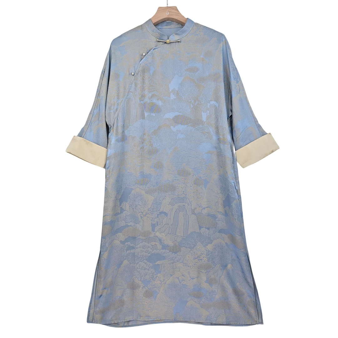 【青瑶】中新中式桑蚕丝女装连衣裙气质时尚复古宽松裙春秋 2436020