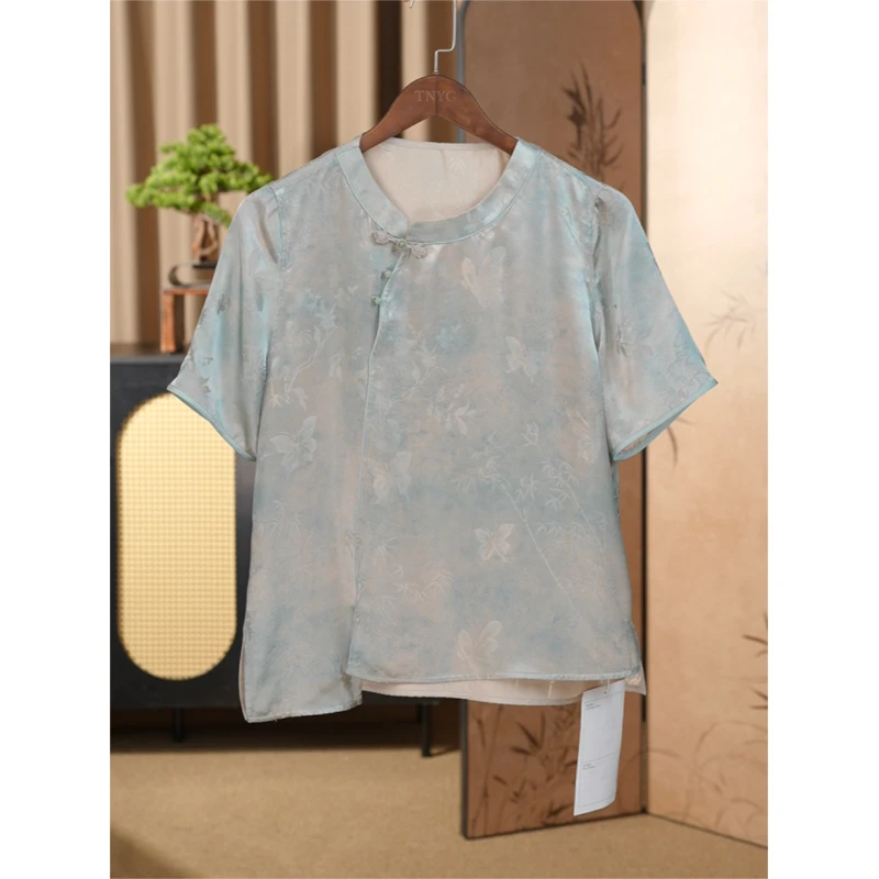 【竹韵蝶舞】新中式桑蚕丝提花花萝双穿上衣2415068