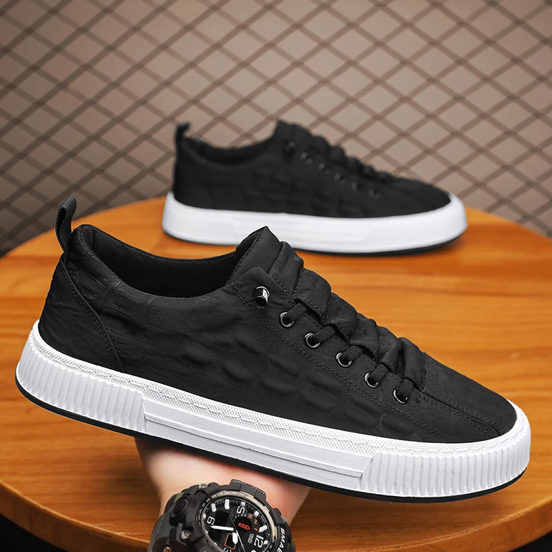 安踏流行帆布男鞋秋季透气懒人一脚蹬运动休闲低帮平板鞋男士秋季