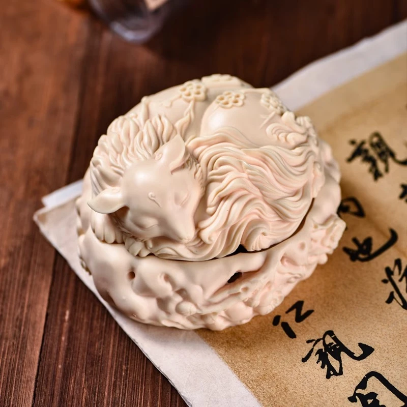 象牙果九尾狐盘香炉中式熏香手工熏香炉室内精致创意凤九篆香炉