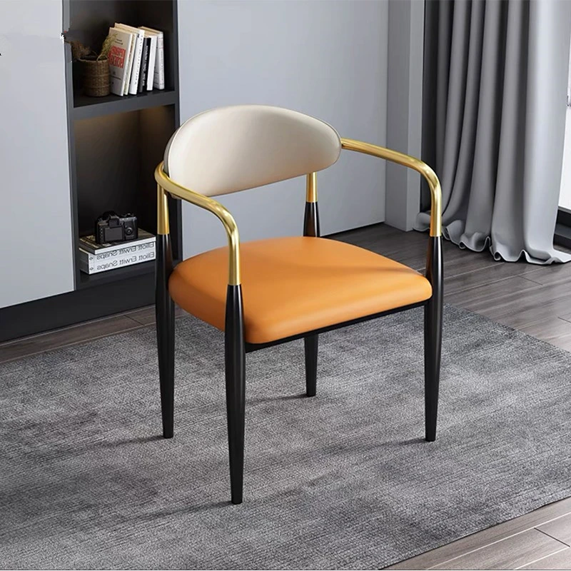 意式轻奢高级感茶桌主人椅超纤皮酒店餐椅家用茶台不锈钢电竞椅