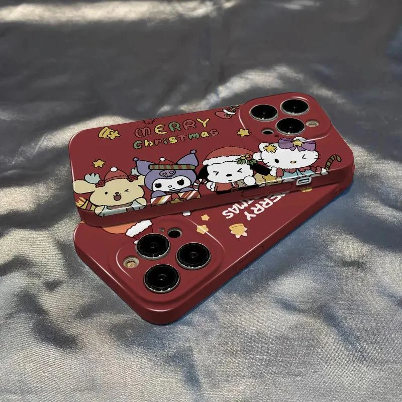 红色圣诞凯蒂猫适用华为vivo小米苹果15oppo荣耀一加手机菲林硬壳