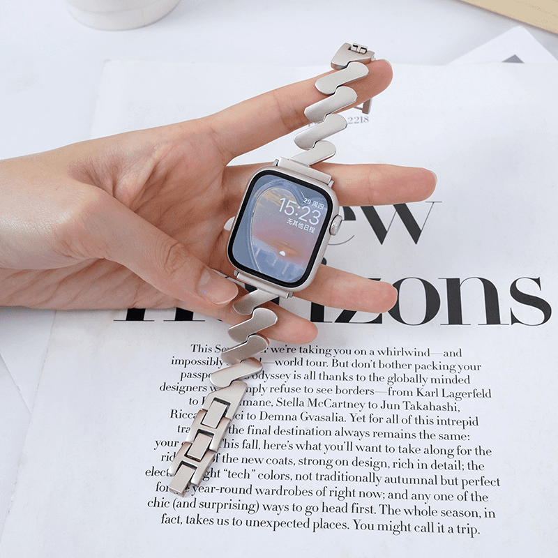 适用OPPO watch3Pro手表波浪纹表带金属watch3/2/1腕带SE男女配件