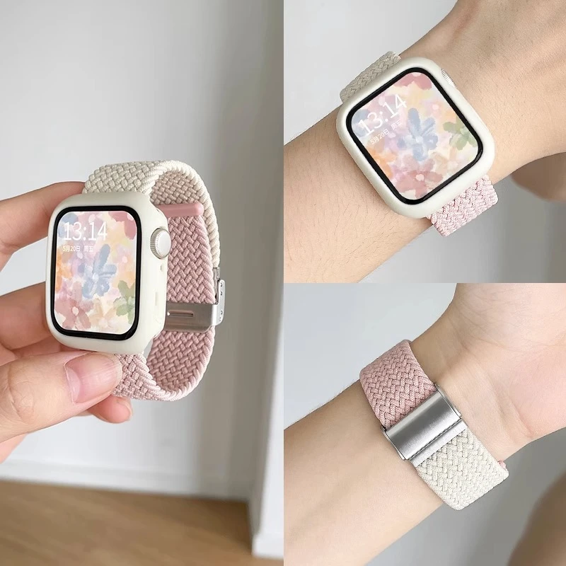 适用于apple iWatch S10表带苹果手表s9/8编织ultra卡扣透气时尚