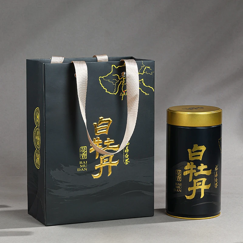 福鼎白茶原产地高山好茶白牡丹50g精美罐装高档礼袋