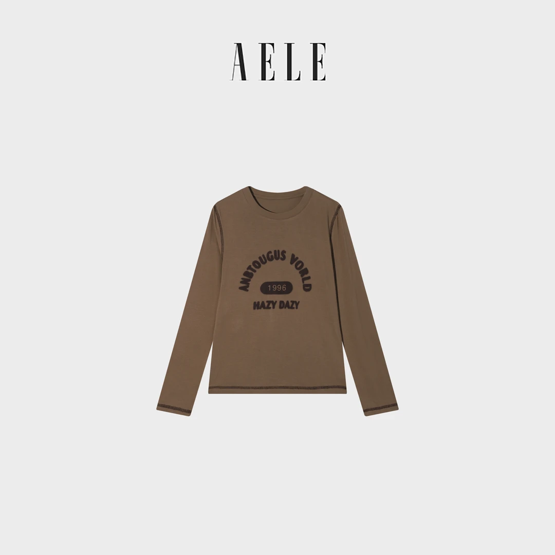 字母印花圆领显瘦明显设计上衣M- 30412