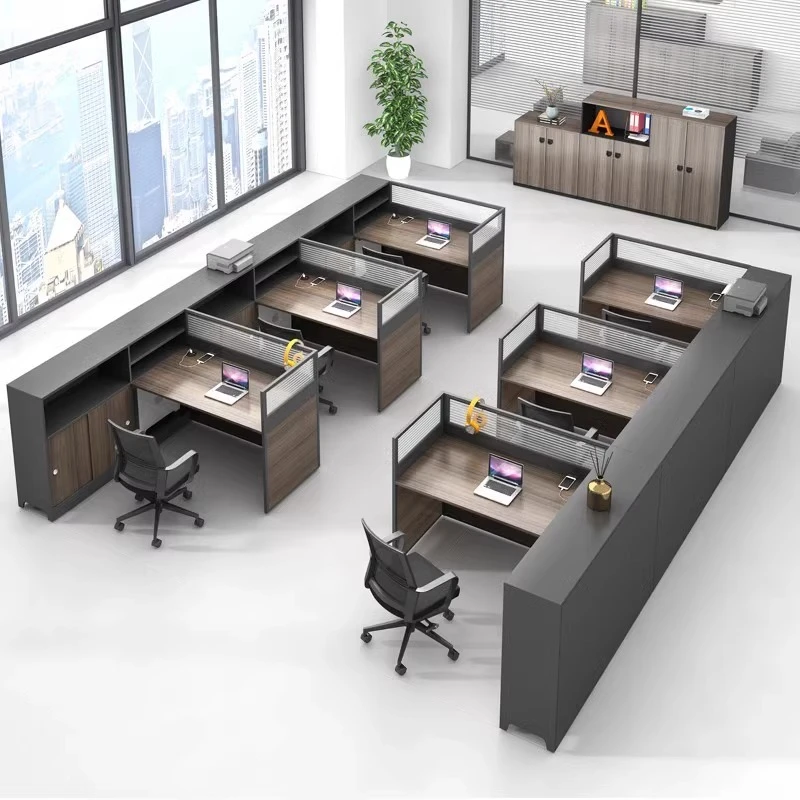 职员办公桌员工位办公桌办公室卡座带屏风办公桌椅组合现代财务桌