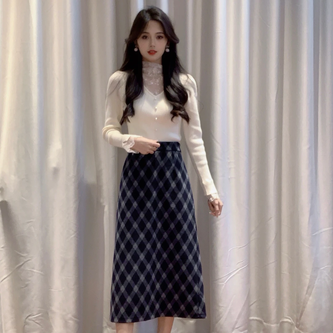 IEF/爱依服半身裙2025冬季新款韩版成熟优雅气质通勤呢绒长包裙