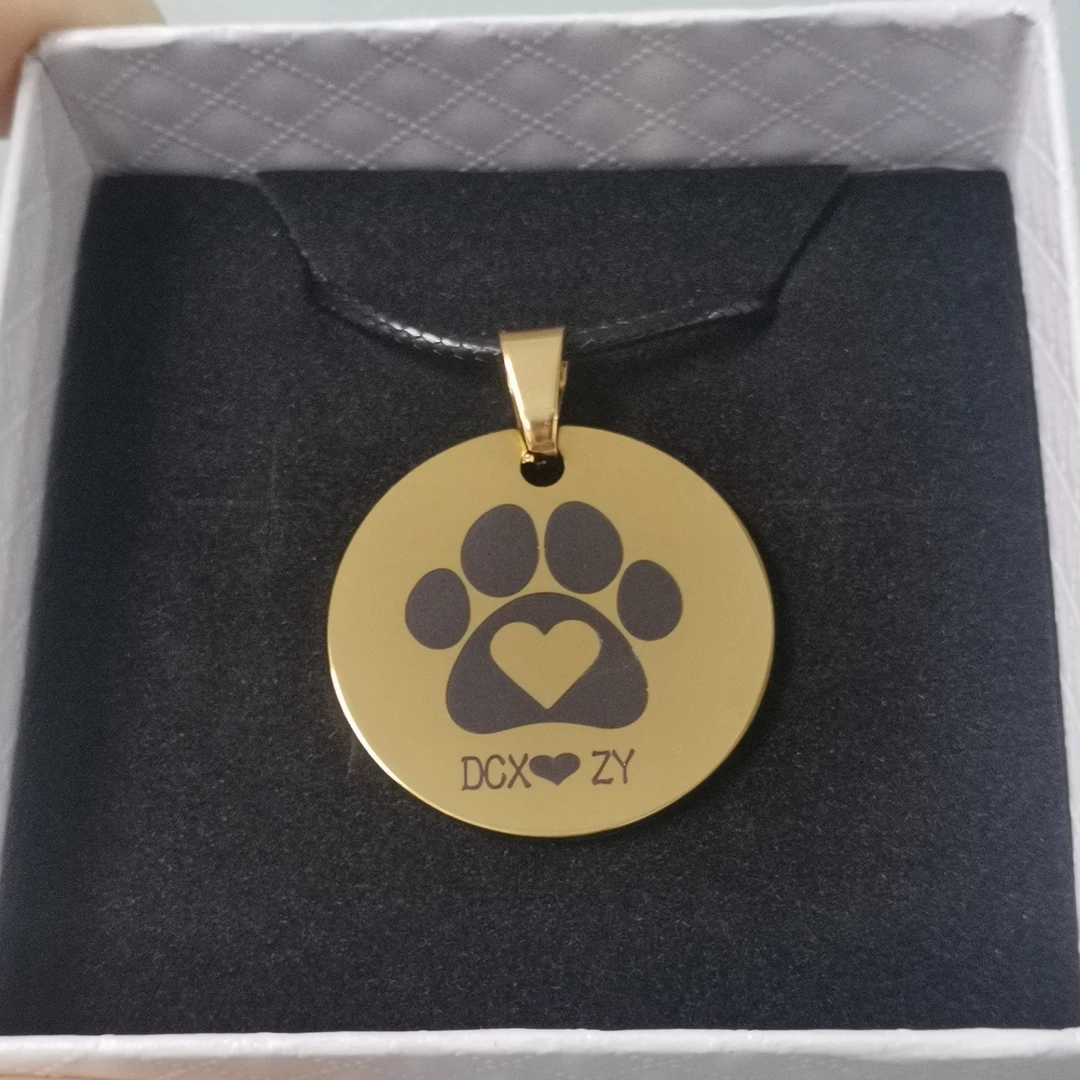 链情侣礼物小狗牌项链定制小狗牌项私人定制情侣项链刻字狗爪猫爪