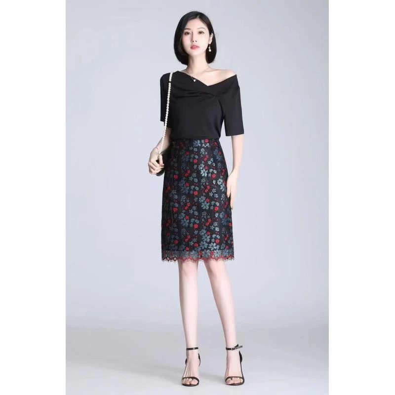 976-999气质高腰显瘦半身裙中长款时尚百搭碎花百褶短裙洋气夏季