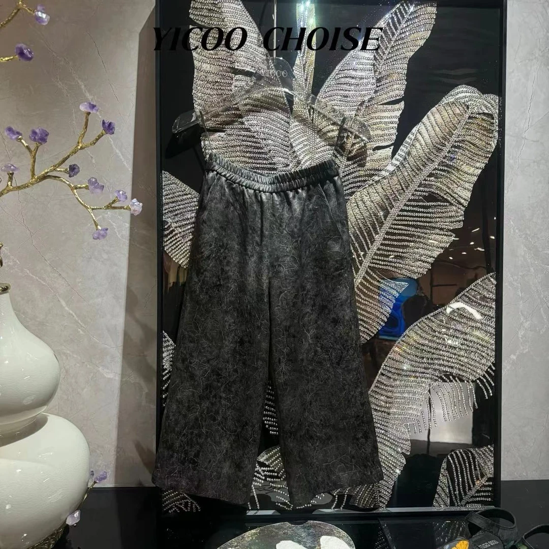 （嘉年华）YICOO【龟裂纹】100%醋酸龟裂纹鎏金裤YC246177时尚百搭